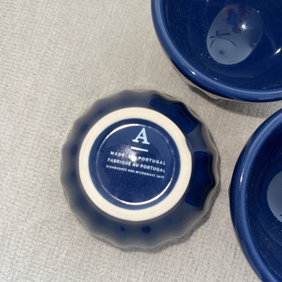 Anthropologie Navy Blue Serving Bowls Set of 3 - Picture 2 of 2